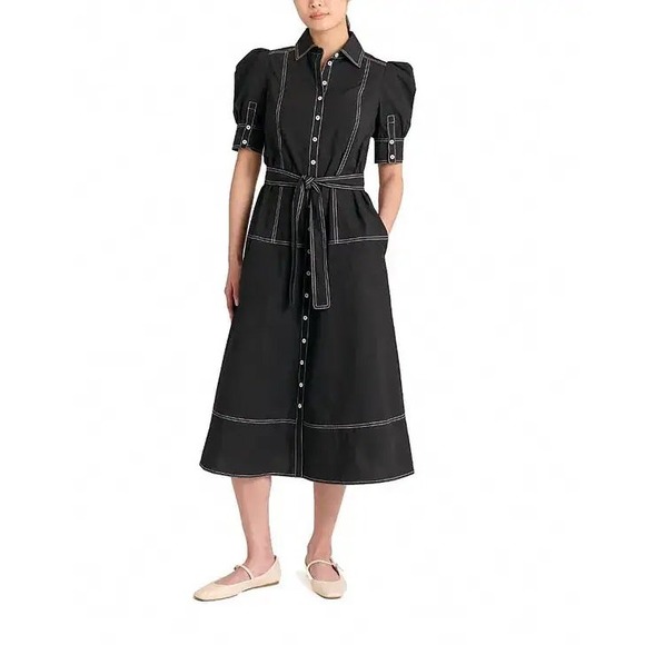 Cartolina Nantucket Dresses & Skirts - Cartolina Francesca Noir Midi Dress Cotton Black Size Large *No Belt*